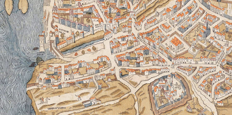 Detail from a map of Paris from 1550