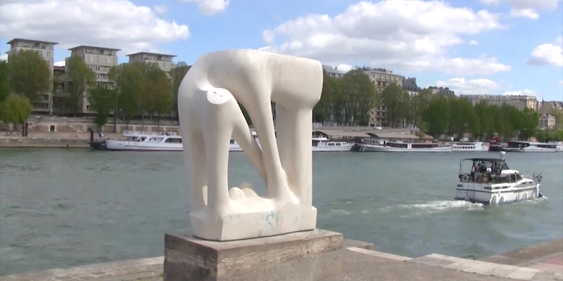 A view of one of the sculptures found at Musee de la Sculpture En Plein Air in Paris, situated along the Seine