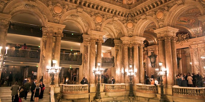 The magnificent arches of the balconies at Palais Garnier in Paris