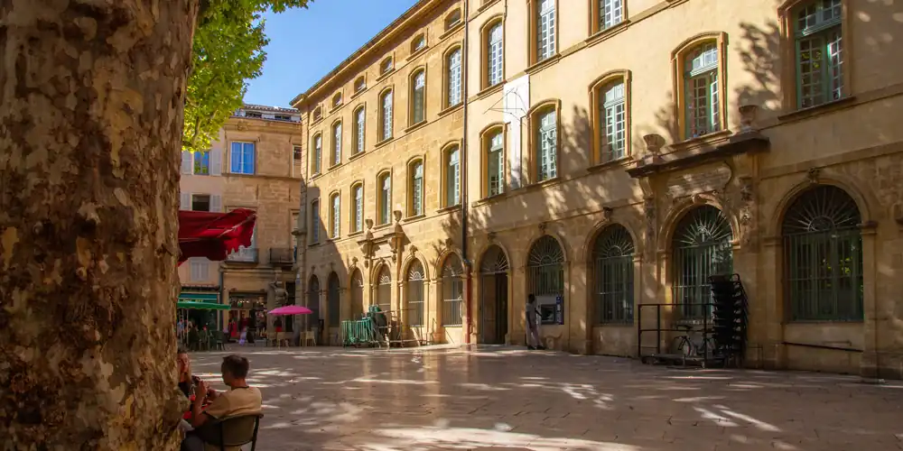 The main square in central Aix-en-Provence, photo by Mark Craft