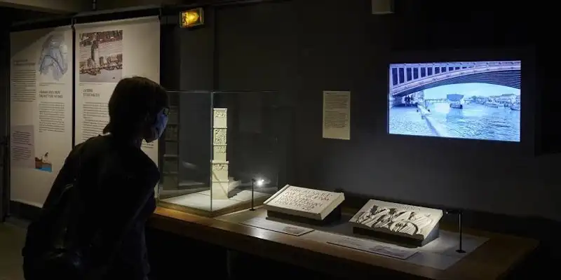 The crypt museum is filled with explanatory exhibits