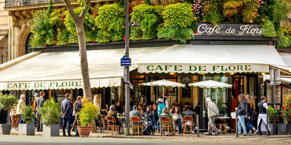 Cafe de Flor terrace on Boulevard Saint-Germain in Paris