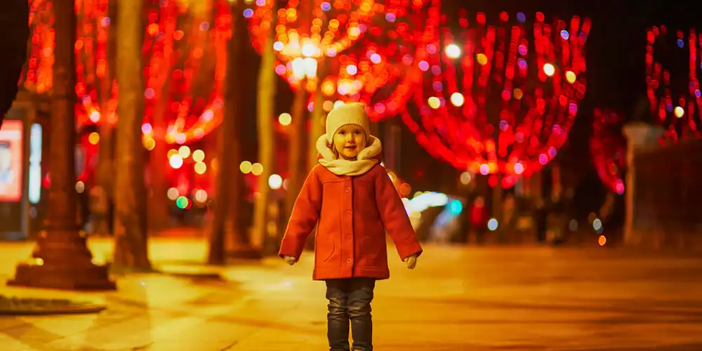 Paris Christmas lights along the Champs-Elysees