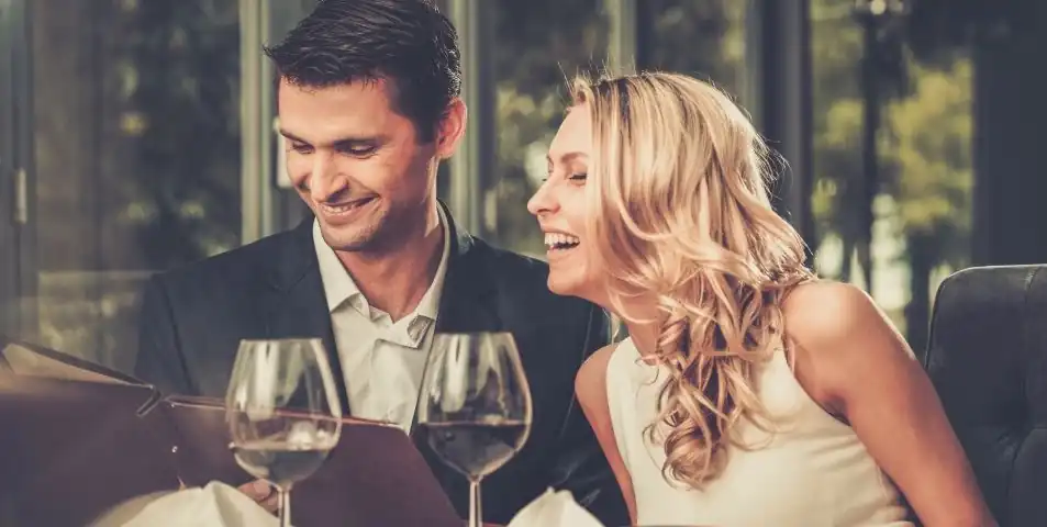 Couple enjoying a special dinner on New Years Day