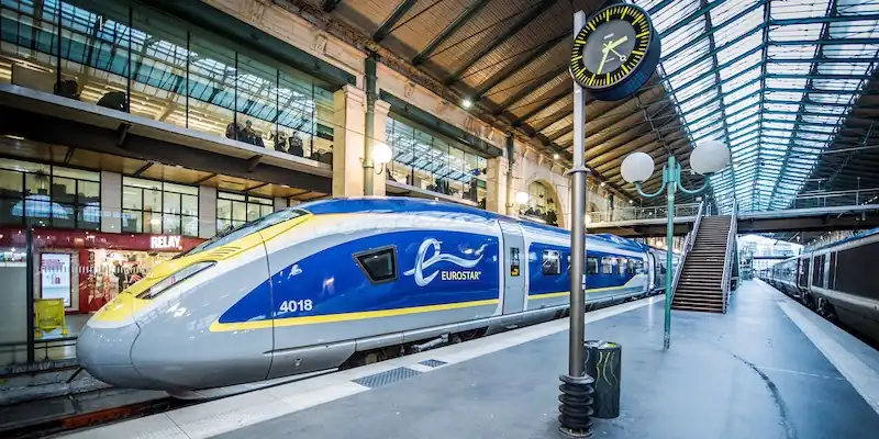The high-speed Eurostar seen at Gare du Nord