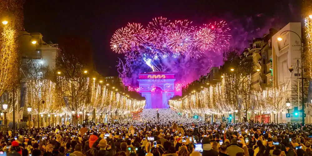 The New Year's Eve celebration on the Champs-Élysées