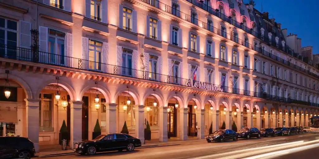 The classical arcaded facade of Le Meurice