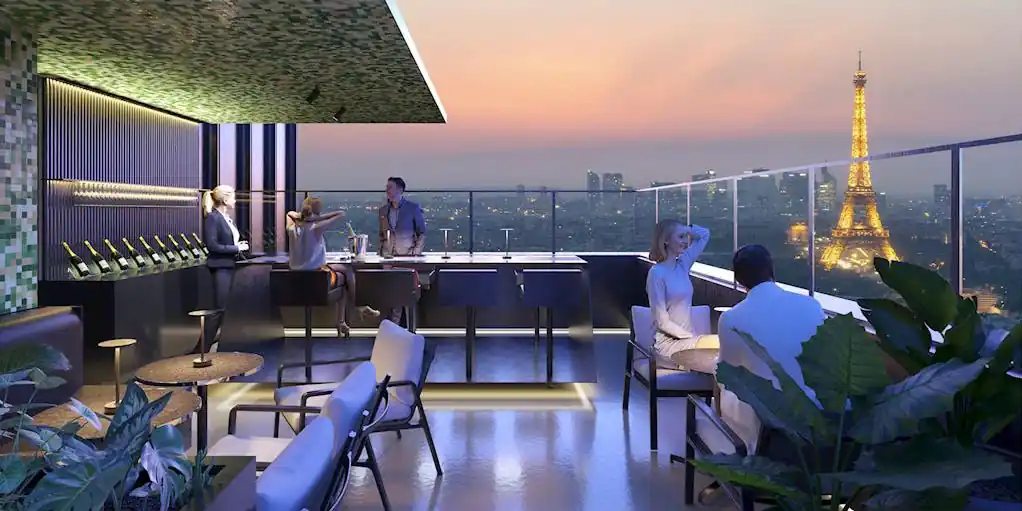 The rooftop bar at the Pullman Paris, architect's drawing