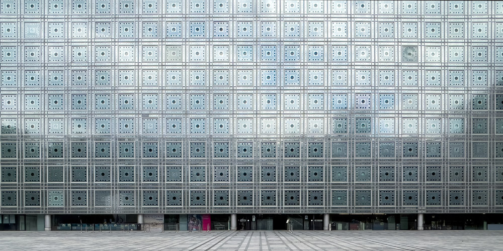 The south facade of Arab World Institute Paris, photo by Mark Craft
