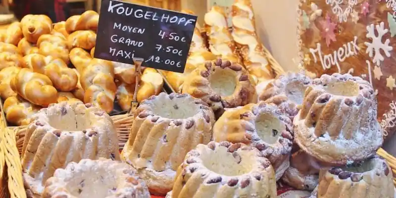 Kougelhopf for sale at an Alsatian Christmas market in Paris
