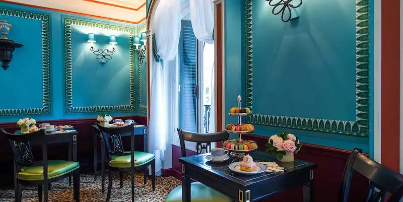 The elegant interior of Ladurée on Rue Royale