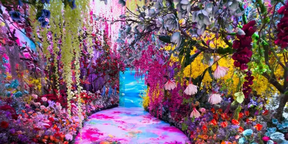 Colorful floral installation by Mika Ninagawa at the Grand Palais in Paris
