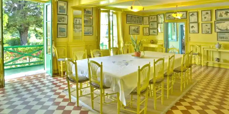 The famous yellow dining room of Monet's house