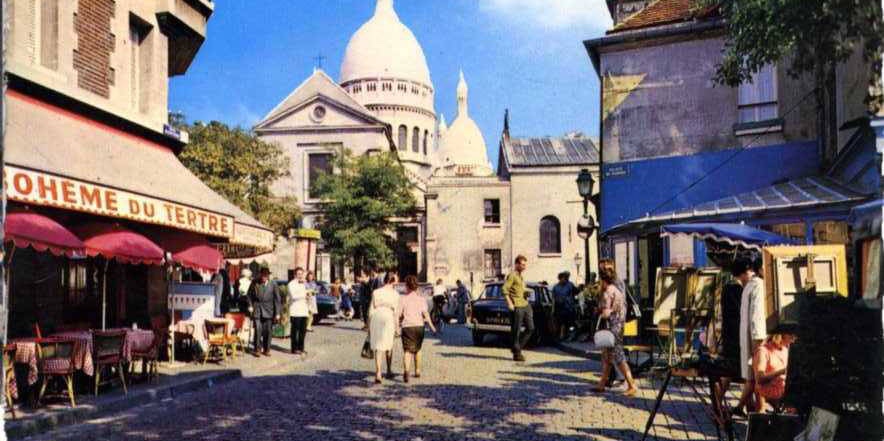 Place du Tertre and Basilica Sacre Coeur in the 1950s