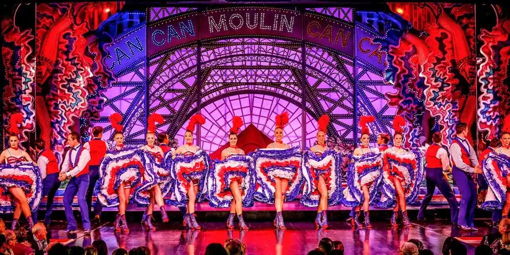 Can-can performance at Moulin Rouge on New Year's Eve in Paris