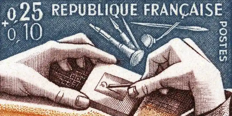 Detail of a French postage stamp honoring engravers.