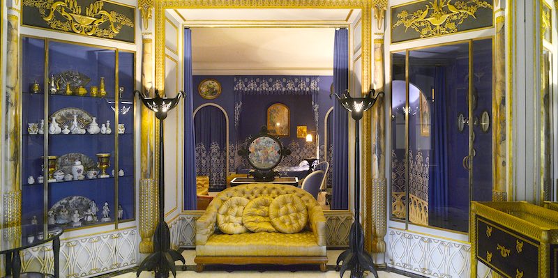 The apartment of designer Jeanne Lanvin in golds and blues at the Musee des Arts Decoratifs