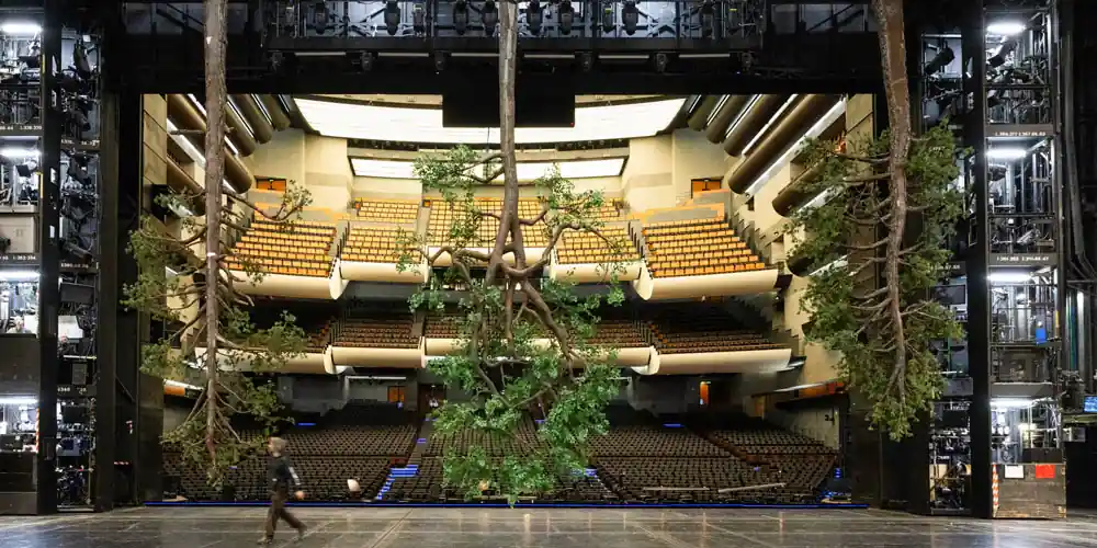 Forest stage set for Wagner's Ring at Opéra Bastille