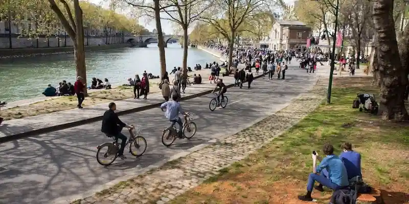 It's difficult to image that cars once sped through this peaceful riverside park