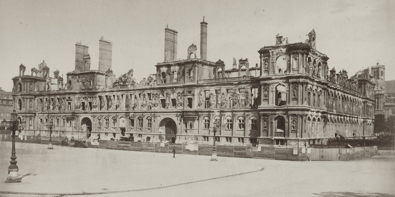 After the fire, shell of the Hotel de Ville