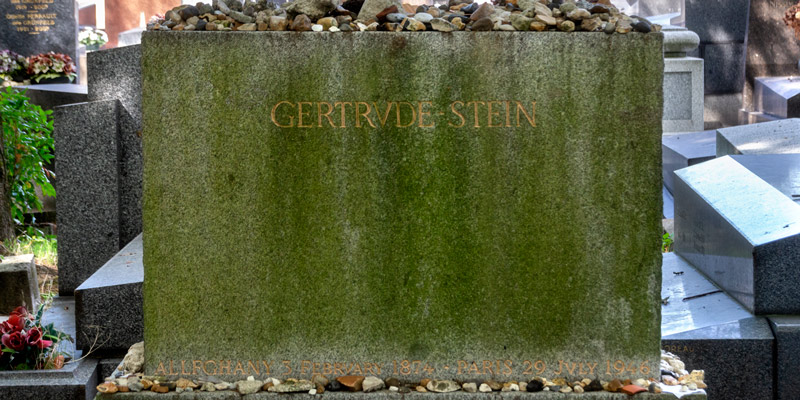 A simple headstone marks the grave of of Gertrude Stein, photo by Mark Craft