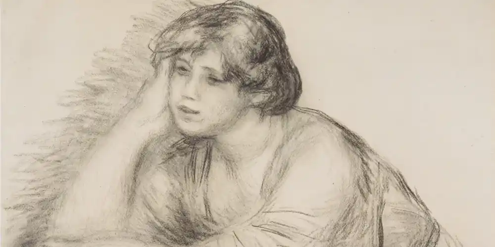 Renoir drawing of a sitting girl