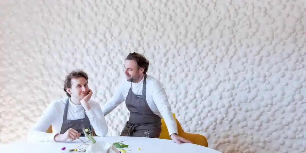 Chefs Arnaud Donckele and Maxime Frédéric at Plénitude in Paris