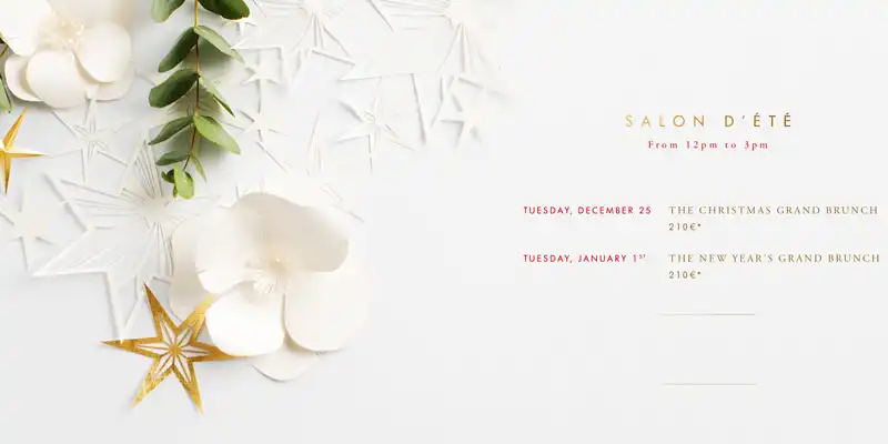 Lunch and brunch menu for Christmas Day in Paris