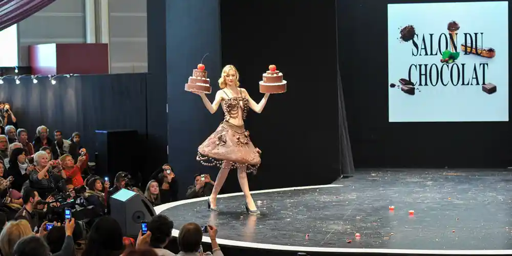 Chocolate fashion show on stage at Salon du Chocolat in Paris