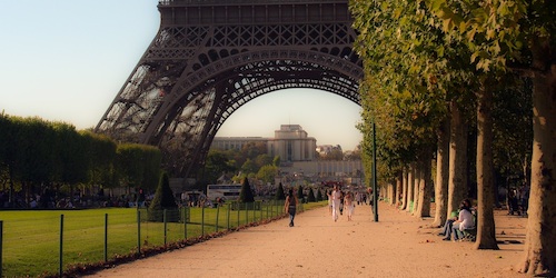 Champ de Mars and the Eiffel Tower in spring, photo by Mark Craft