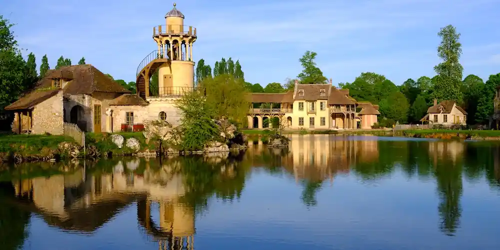 Queen's Hamlet and lake at Marie Antoinette's Estate in Versailles
