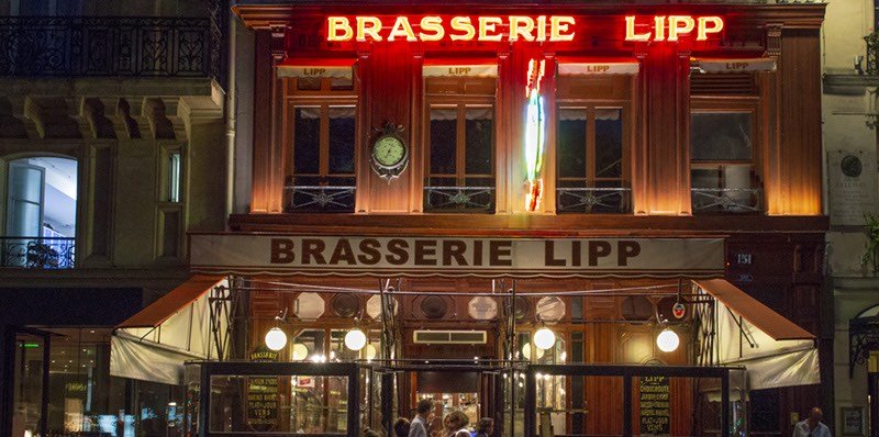 Brasserie Lipp at night, photo by Mark Craft