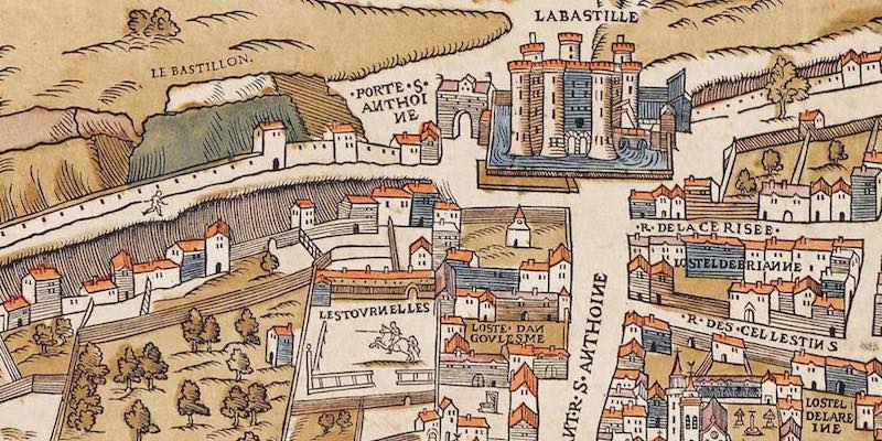 Paris 1550, showing Bastilles & Tournelles