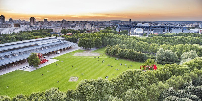 Drone view of Parc de la Villette
