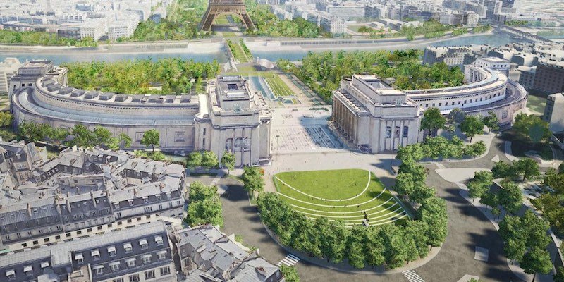 Palais de Chaillot from above, showing the green renovation