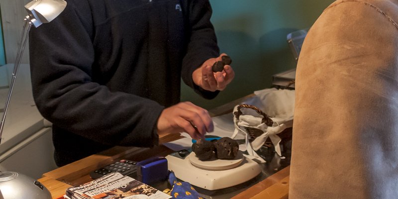 Joel weighing out the truffles